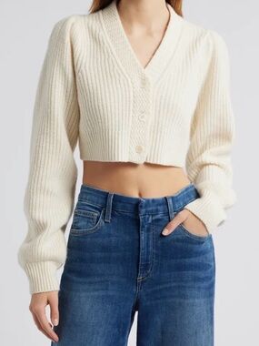 Loveshackfancy Avignon Wool & Cashmere Crop Cardigan size L